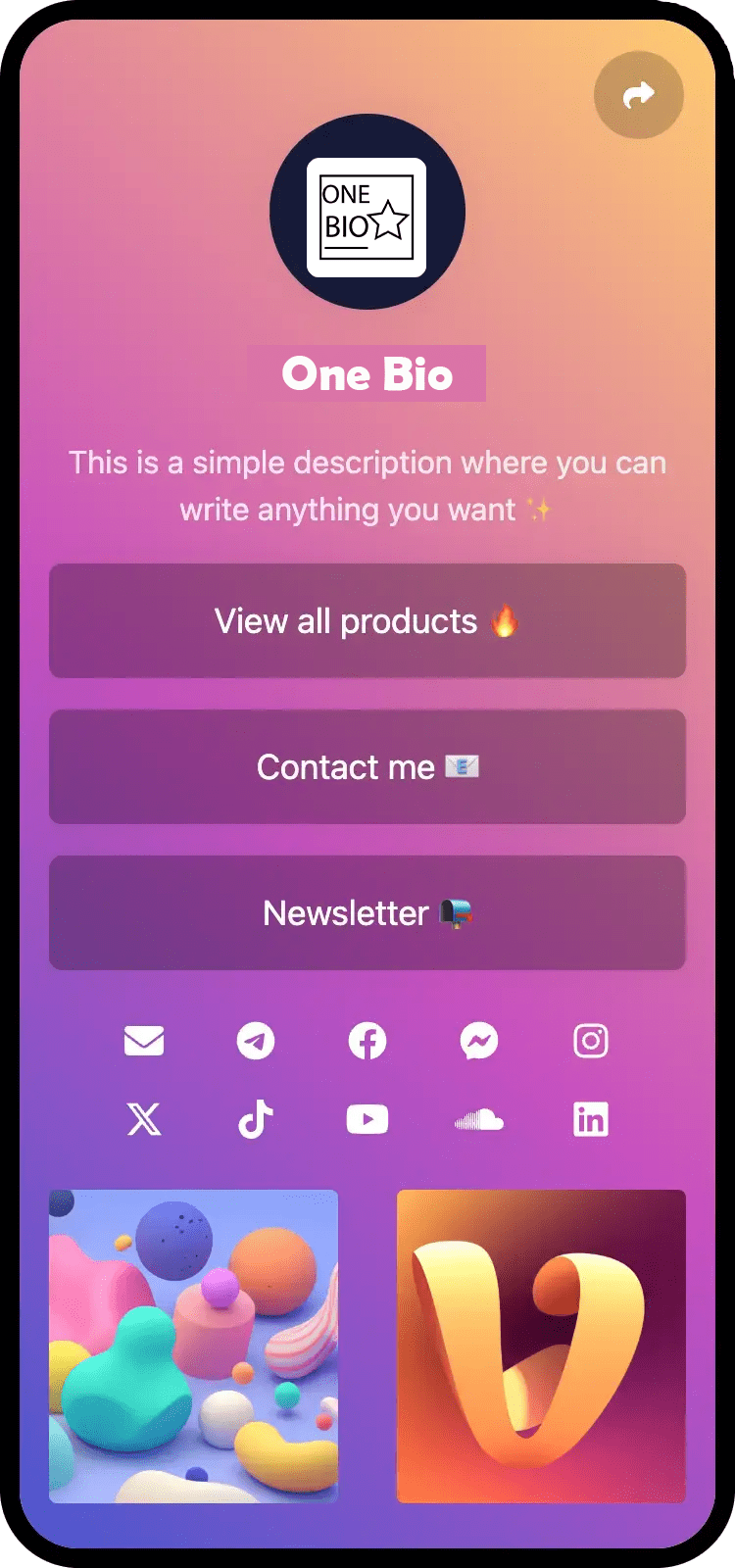 Screenshot of biolink page examples